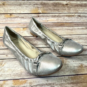 NWOB La Lisa Womens Gold Chloe Leather Ballet Flat Career Comfort Shoes 42/11